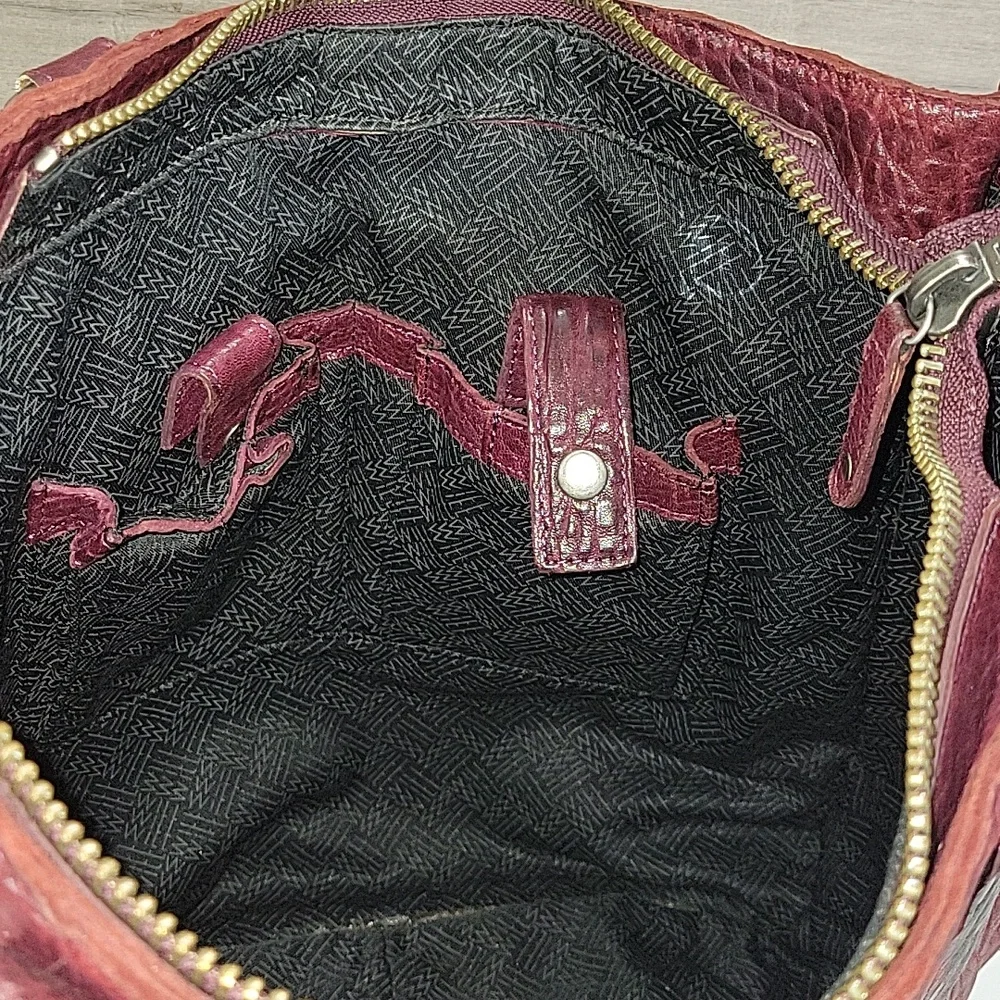Large WILL Leather Goods Burgundy Heavy Leather Tote Bag